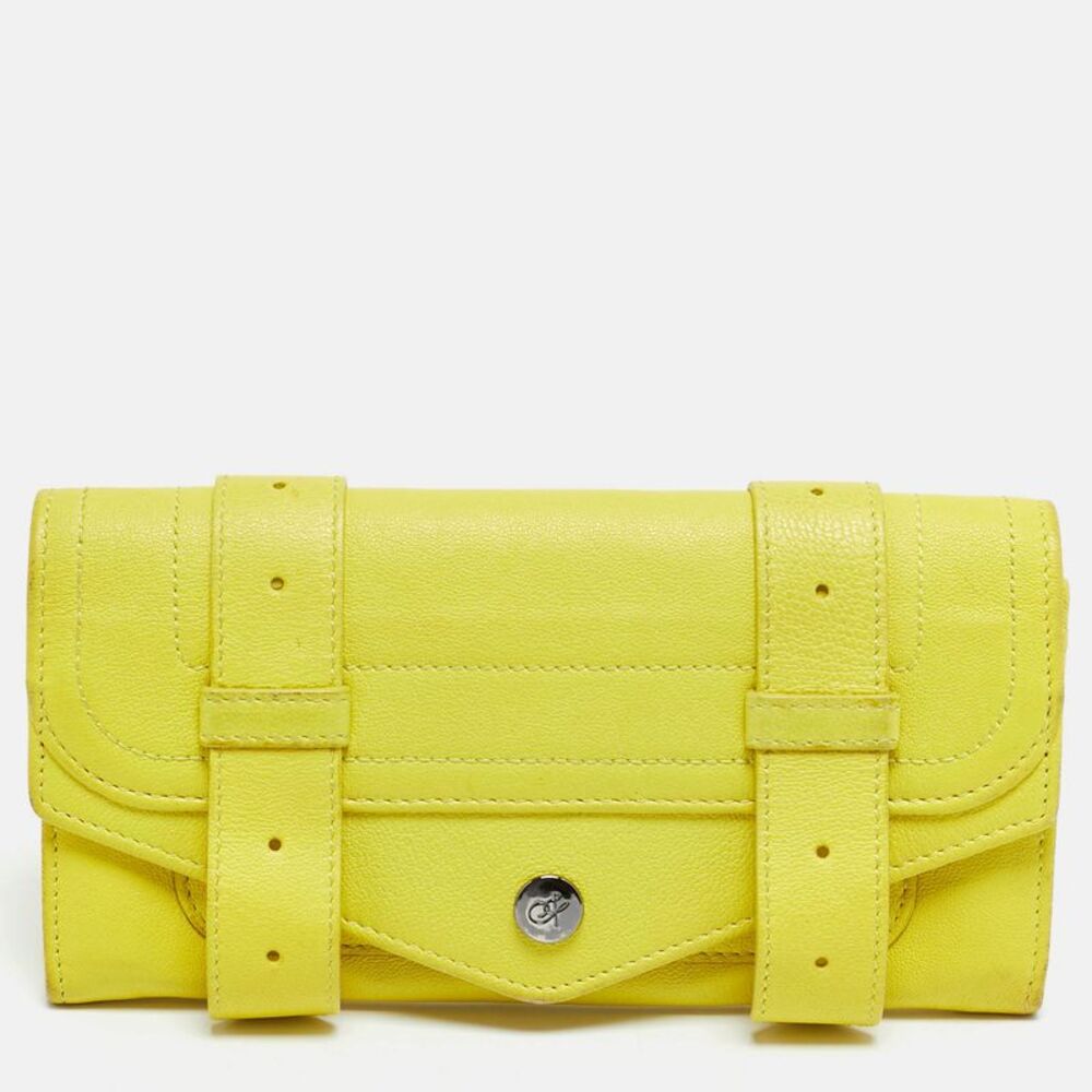 Proenza Schouler Ps1 Lime Yellow Leather Continental Wallet - Picture 1 of 7